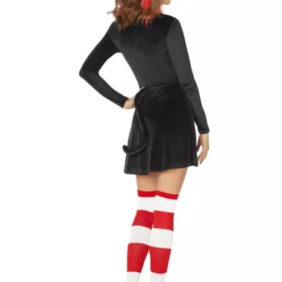 Dr. Seuss Cat In The Hat Costume Womens Dress Velour Black - Size M (8-10) - Picture 3 of 7